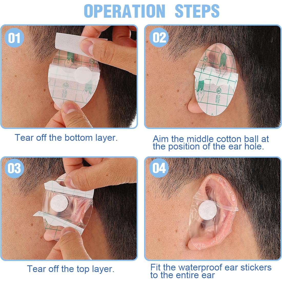 RTRTGS 60 Pièces Protège-Oreilles Transparents pour Douche Autocollant Anti-Usure pour Chaussures Protection Contre Les Ampoules au Talon Protège-Oreilles Jetables étanches, 2 tailles