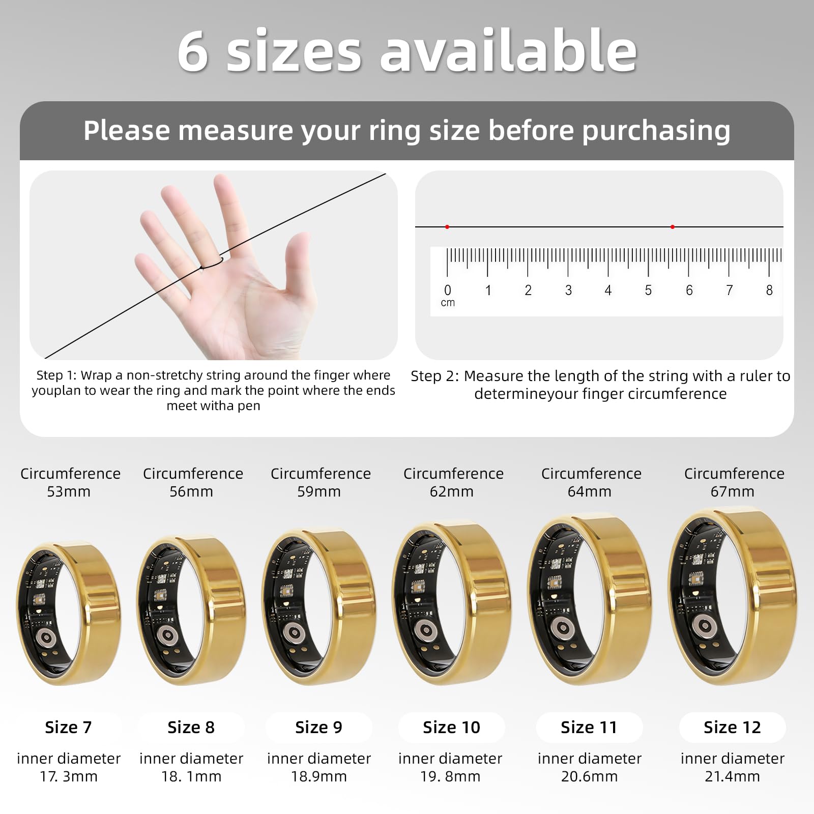 Anillo inteligente para mujeres y hombres, anillo de seguimiento de fitness con estuche de carga, soporta frecuencia cardíaca, HRV, oxígeno en sangre, IP68 impermeable, anillo de seguimiento del sueño