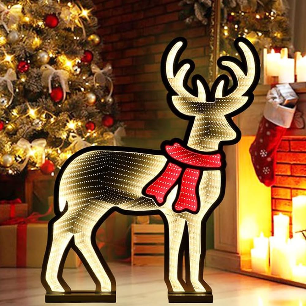 Christmas Decorations, Outdoor 3D 3D Christmas Reindeer Lights Set with Lights 19 * 2.2 * 24 inches(Christmas Reindeer), DGVD115668
