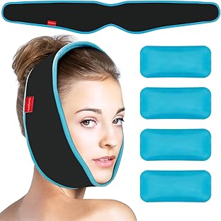 Comfytemp Weisheitszahn Kühlkompresse Kühlpads Gesicht, Freihändig Weich Gel Kühlpacks TMJ-Schmerzlinderung und Schmerzen nach GesichtsOP Zahnschmerzen Kieferentspannung 85x12,5 cm Kühlbandage