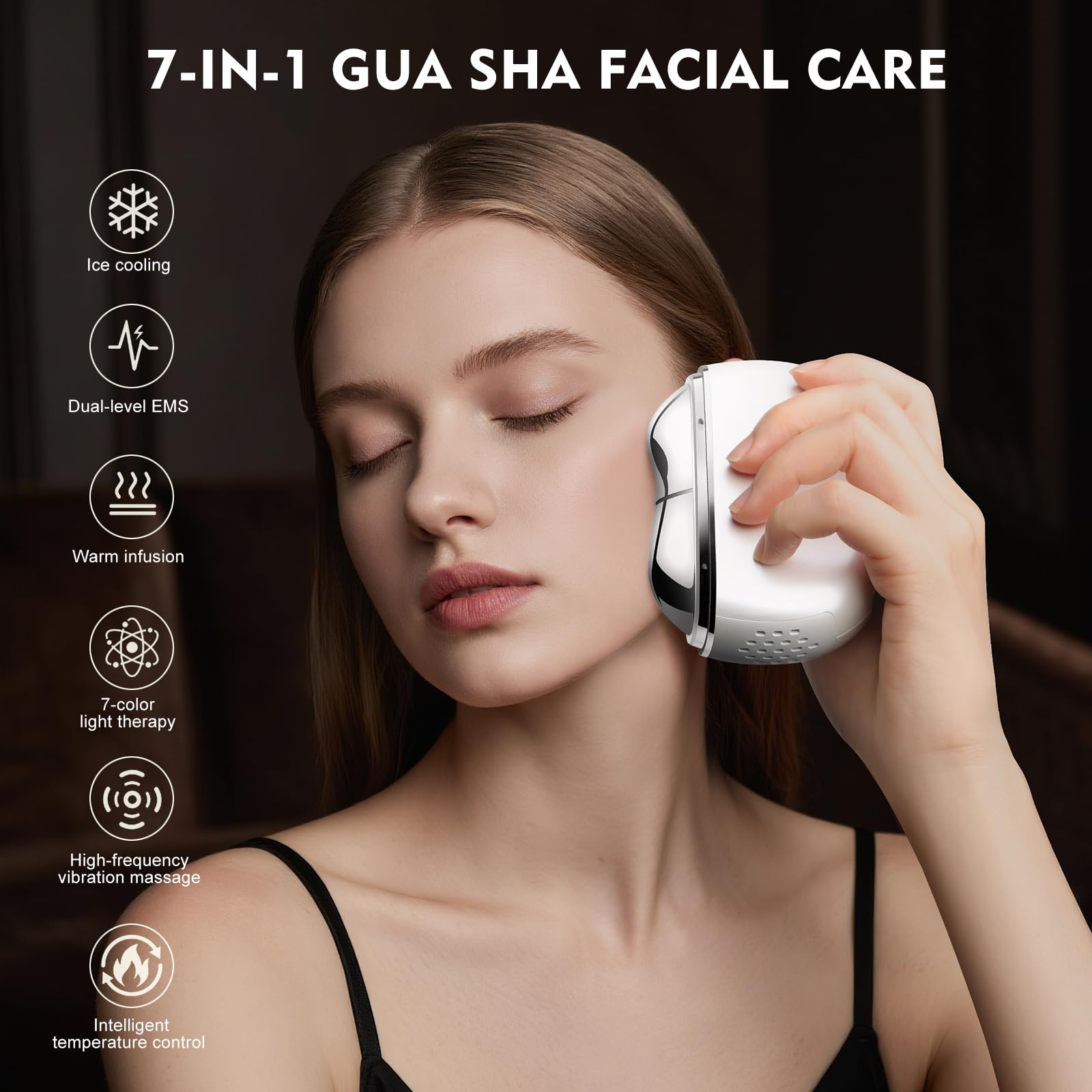 Electric Gua Sha Face Massager, 7-in-1 Red Light Therapy Facial Scraping