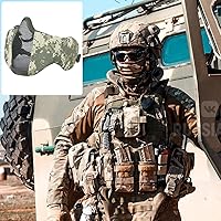 Vista 4 de AOUTACC Máscara de malla de airsoft plegable, máscaras de malla tácticas militares de nailon de media cara con protección para los oídos ajustables