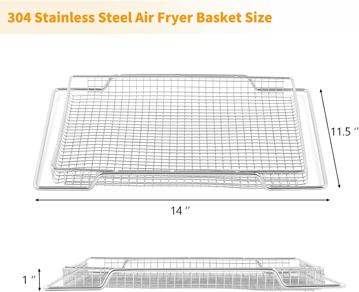 Allstare Air Fryer Basket Replacement for Breville Smart Oven Parts 14x11.5 In 304 Stainless Steel Air Fryer Tray BOV800XL Pro BOV845BSS Breville Air Fryer Accessories Mesh Basket Oven Baking Pan 2Pcs