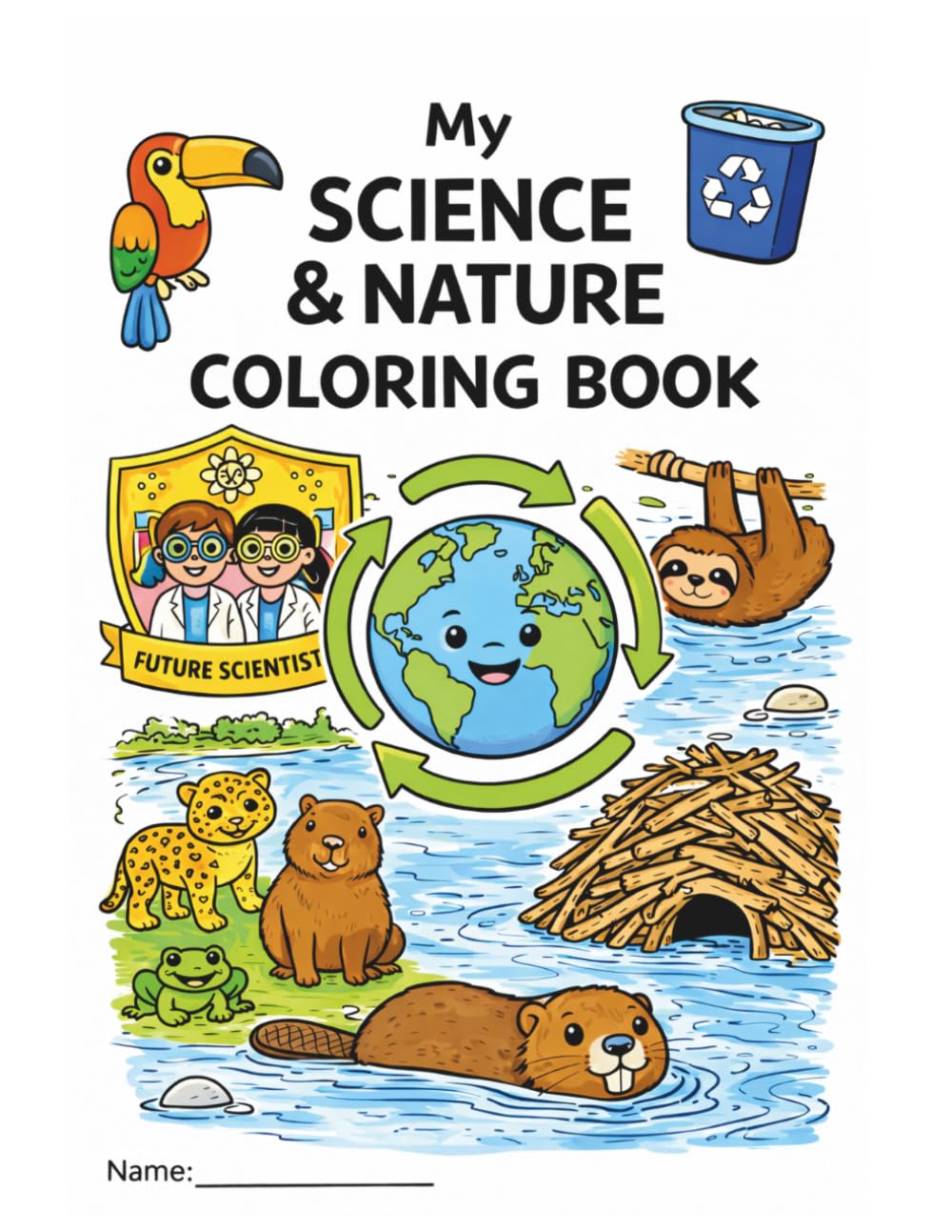 My Science & Nature Coloring Book: Fun and Educational Coloring Pages Featuring Plants, Animals, the Human Body, Space, Technology, and the Environment
