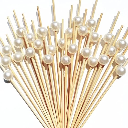 Miniatura 8 de Palillos de cóctel, 200 palillos de dientes para aperitivos, brochetas de cóctel de bambú de 4.7 pulgadas para aperitivos, palillos de dientes de