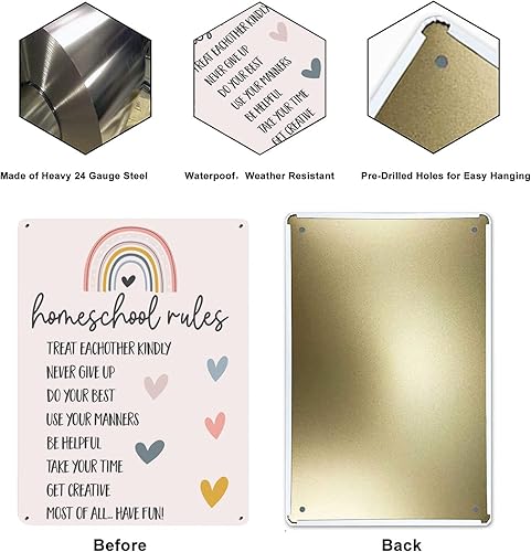 Vista 3 de Tabla de niveles de voz, decoración de aula, políticas de aula, póster, gestión de aula, arco iris, bohemio, placa de metal de 16 x 12 pulgadas