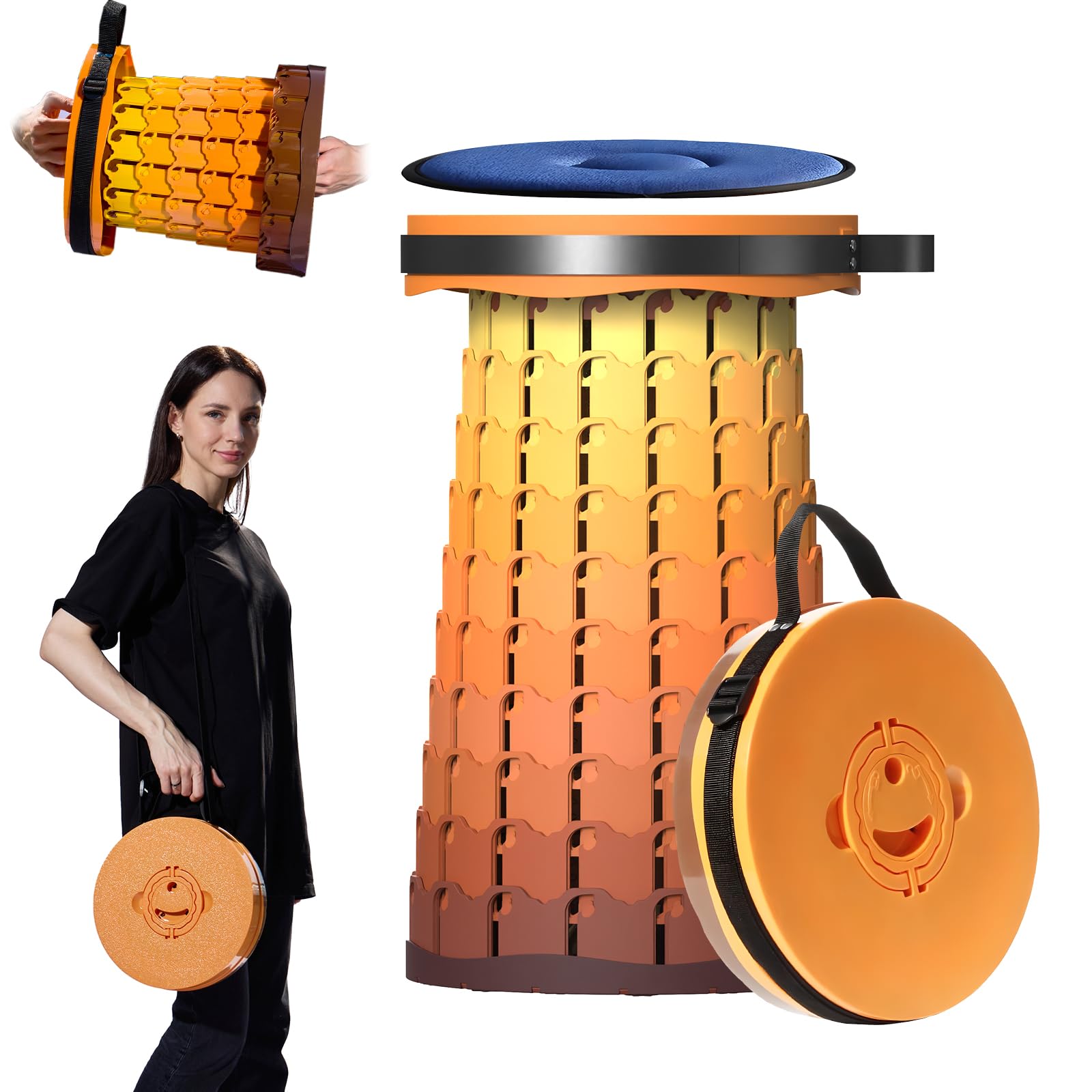 DROSOKING Upgraded Collapsible Stool, Max 1000lb Collapsible Seat, 19.7