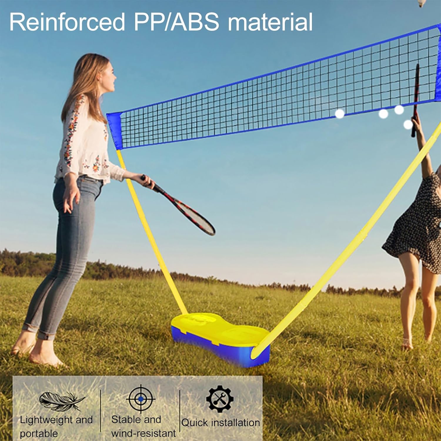 Portable Badminton Volleyball Net Set 2 in1, Volleyball Net Stand with Base, Outdoor Volleybal Net Training Stands, for Kids, Adults,Outdoor & Indoor