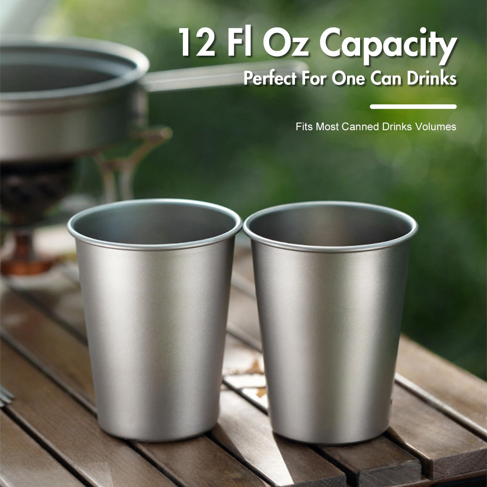 Lixada 320ml Titanbecher für Whisky, Reines Titan, Camping Trinkgefäß, Leicht Robust Titanbecher für Outdoor Reisen Säfte, Getränke und Kaltgetränke (4 Stück)