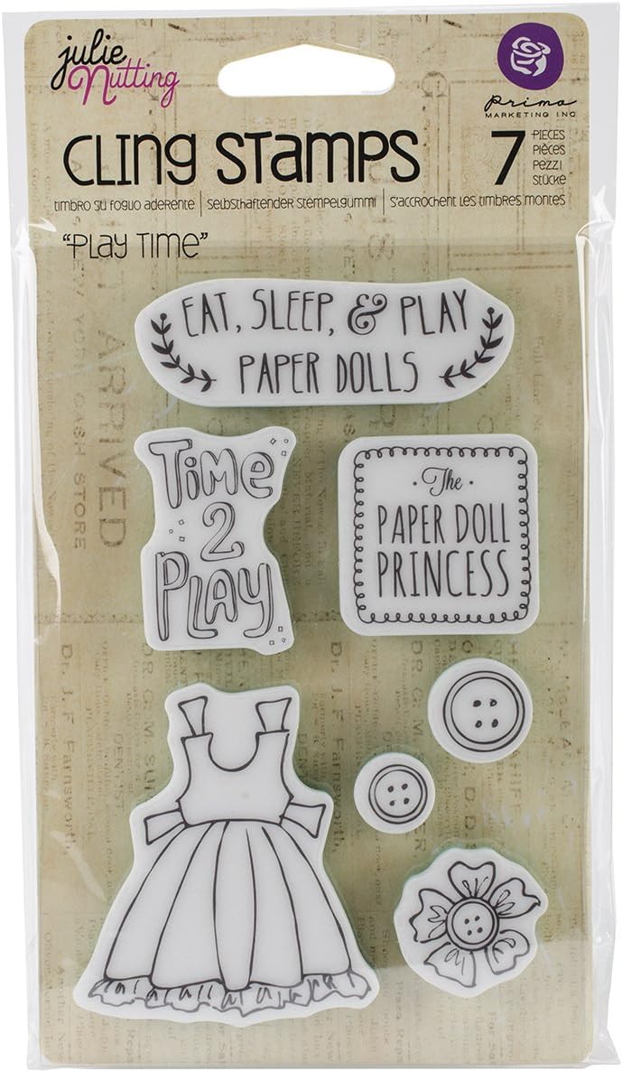 Prima Marketing Julie Nutting Mixed Media Cling Rubber Stamps, 4-Inch by 6-Inch, Play Time