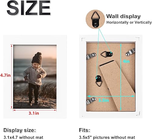 Vista 89 de KINLINK Marco de fotos A4 natural, de madera maciza con plexiglás acrílico para fotos A5 con paspartú o A4 sin paspartú, marco de fotos para mesa