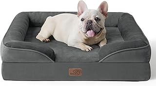 BEDSURE orthopädisches Hundebett Ergonomisches Hundesofa - 71x58 cm Hundecouch mit eierförmiger Kistenschaum für kleine Hunde, waschbar rutschfest Hundebetten, dunkelgrau product image