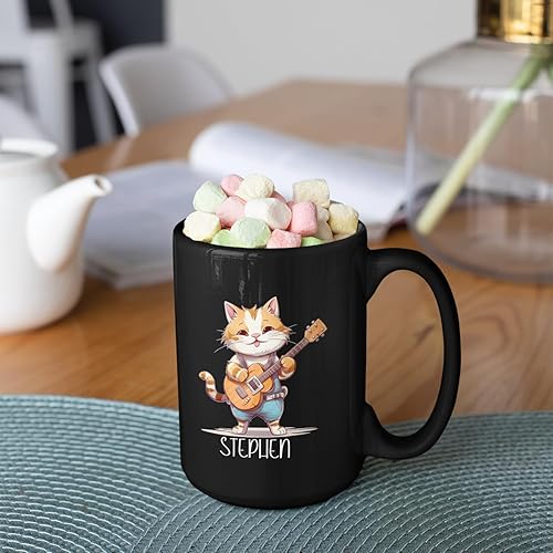 Miniatura 6 de Taza personalizada con nombre para gatos 2023, regalos personalizados para amantes de las mascotas, bonita taza de guitarra con diseño de gatos,