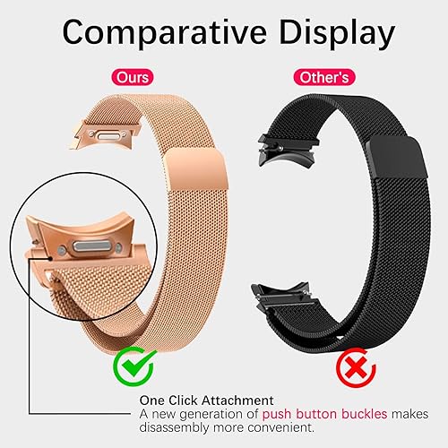 Miniatura 3 de Correa de metal milanesa para Galaxy Watch 6, compatible con Samsung Galaxy Watch 654 de 1.575 pulgadas, 1.732 pulgadas, 1.654 pulgadas, 1.732