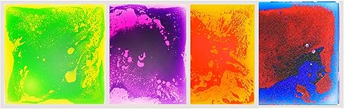 Miniatura 6 de Azulejos sensoriales para suelo, paquete de 4 (11.8 x 11.8 pulgadas cada uno), tapete de juego de azulejos líquidos coloridos para niños