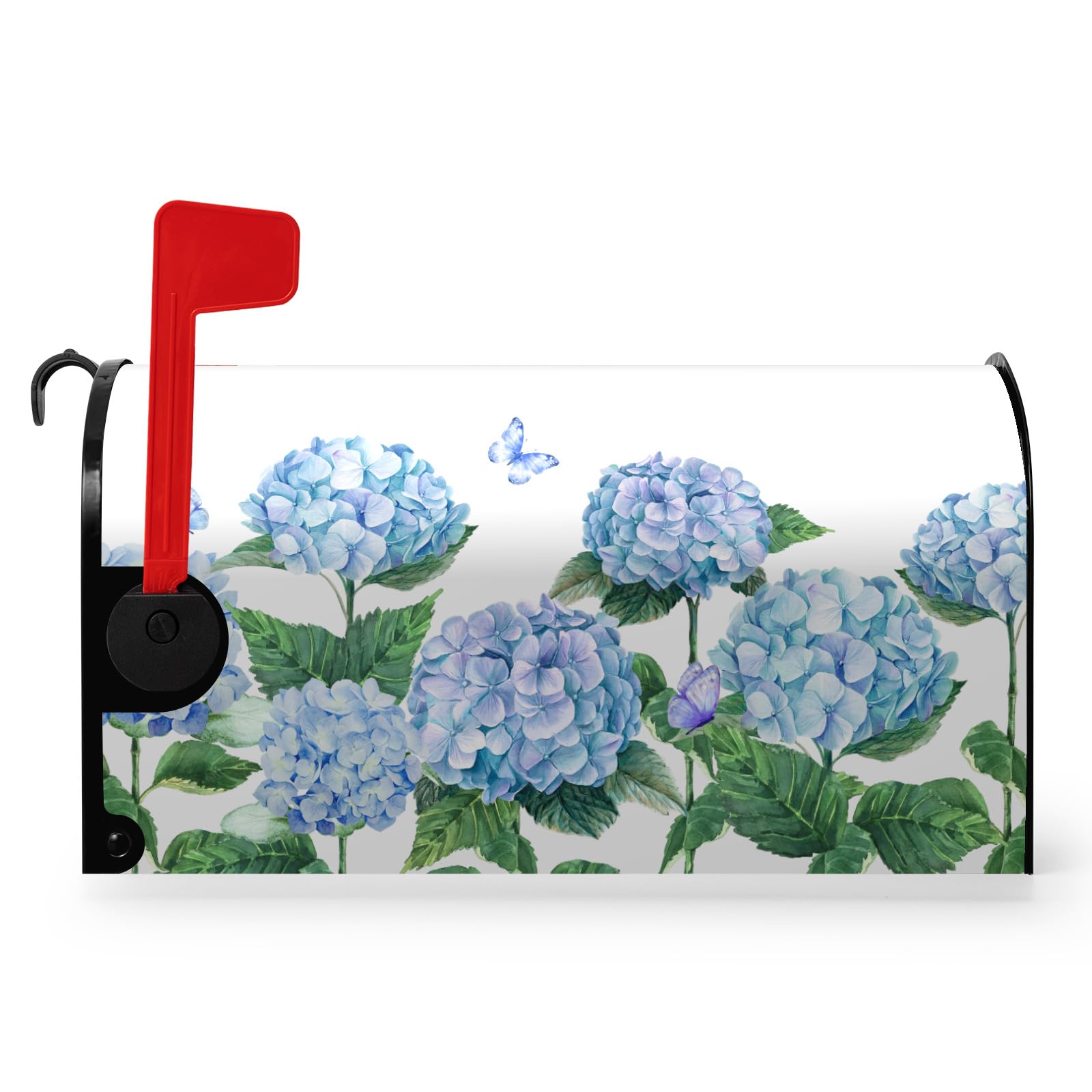 Dacawin Hydrangea Flowers Magnetic Mailbox Cover Spring Summer Blue Floral Mailbox Covers Standard Size 18 x 21 Inch Outdoor Letter Post Box Wraps for Garden Yard Home Decor