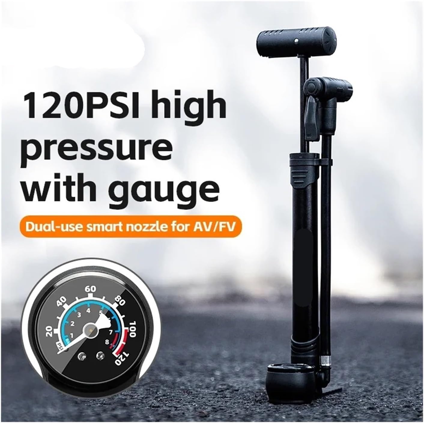 Bicycle Pump 120 PSI Riding Portable Mini Bike Pump FV/AV Handheld/Vertical Inflation Modes Inflator Cycling Accesories