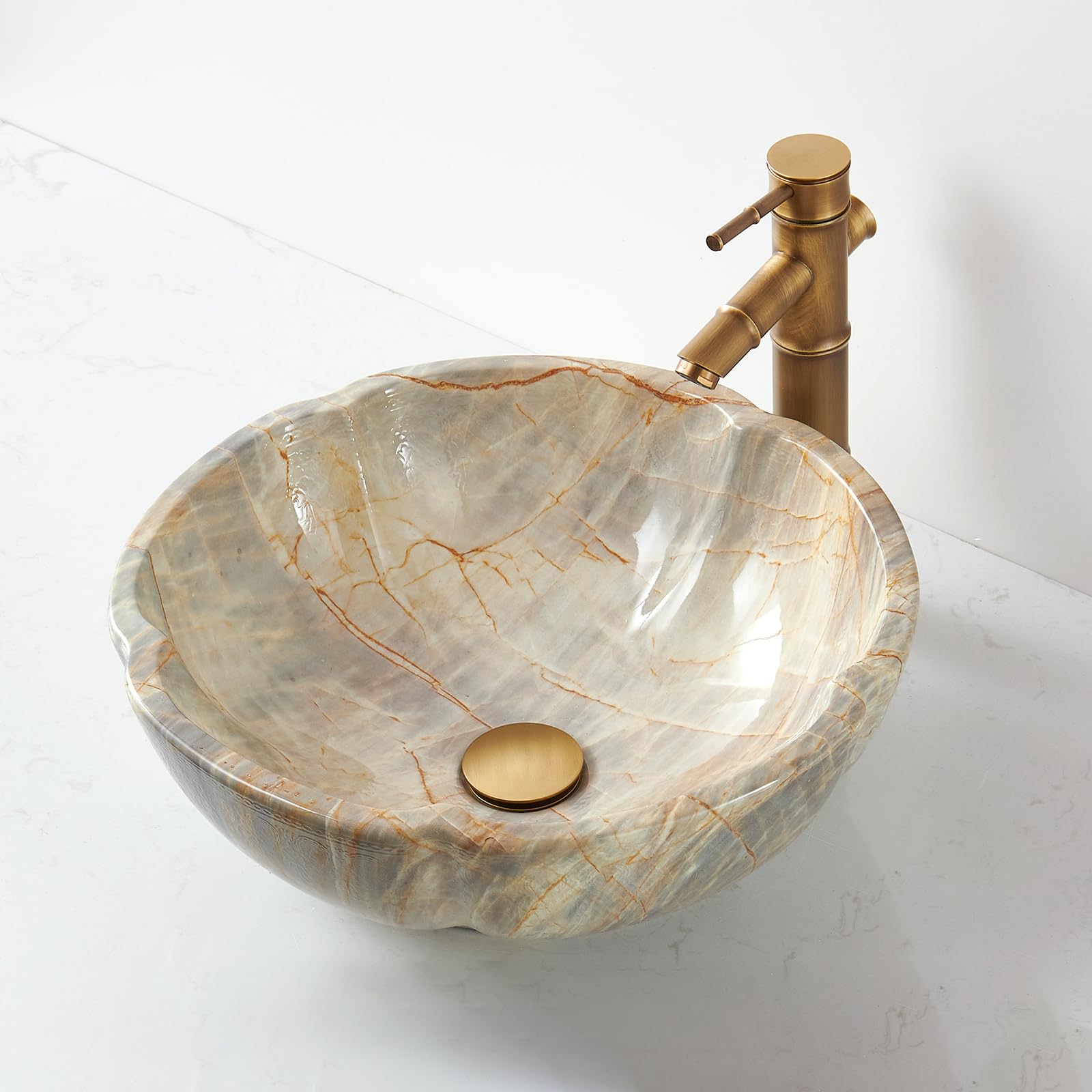 Lavabo da bagno in ceramica FCH7020 a forma di petale, 420 x 150 mm, fatto a mano, colore giada