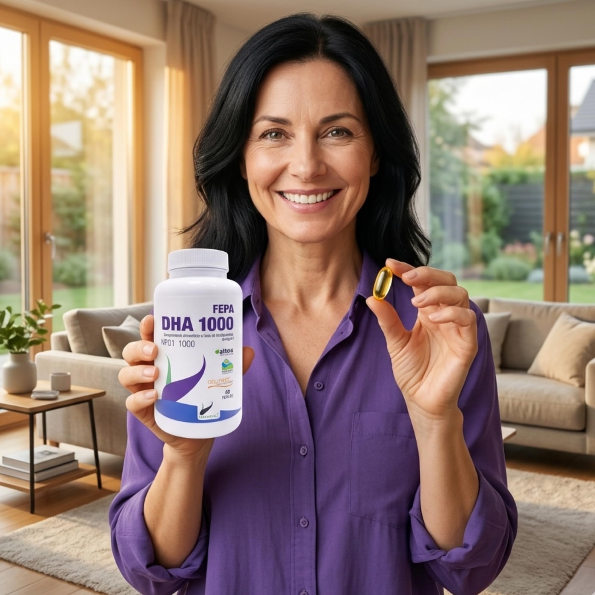FEPA DHA 1000 – 60 Perle – Perle Gastroresistenti con Acidi Grassi Omega-3 ad Alta Purezza – Integratore Alimentare Naturale – Supporta la Normale Funzione Cerebrale, Cognitiva e Visiva – Fepadiet