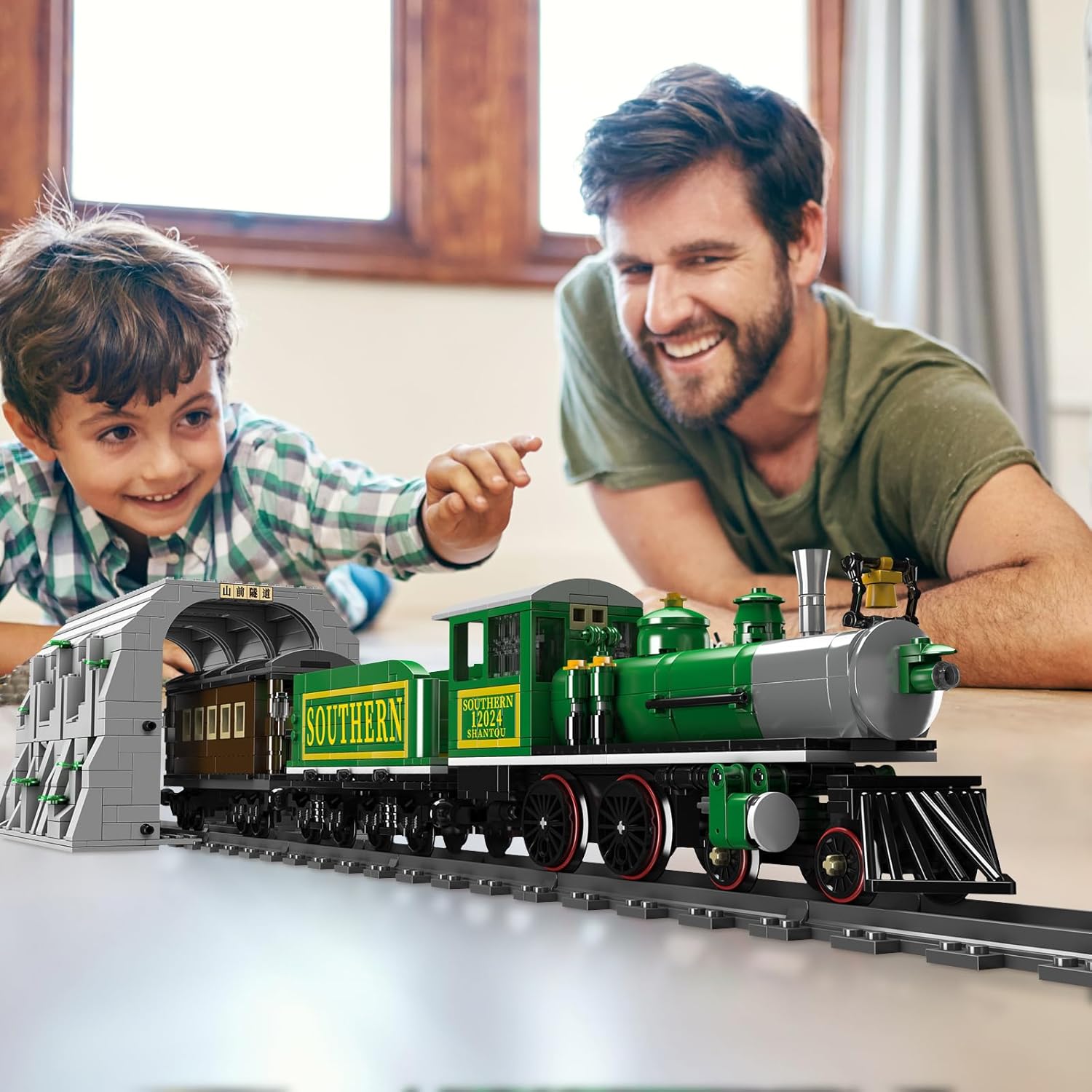 JMBricklayer Model Train Sets for Adults 51110, Steam Locomotive Express City Train Building Kit, RC Train Toys with The Tunnel and Train Track, Collectible Sets, Gifts for 14+ Year Boys Train Lovers