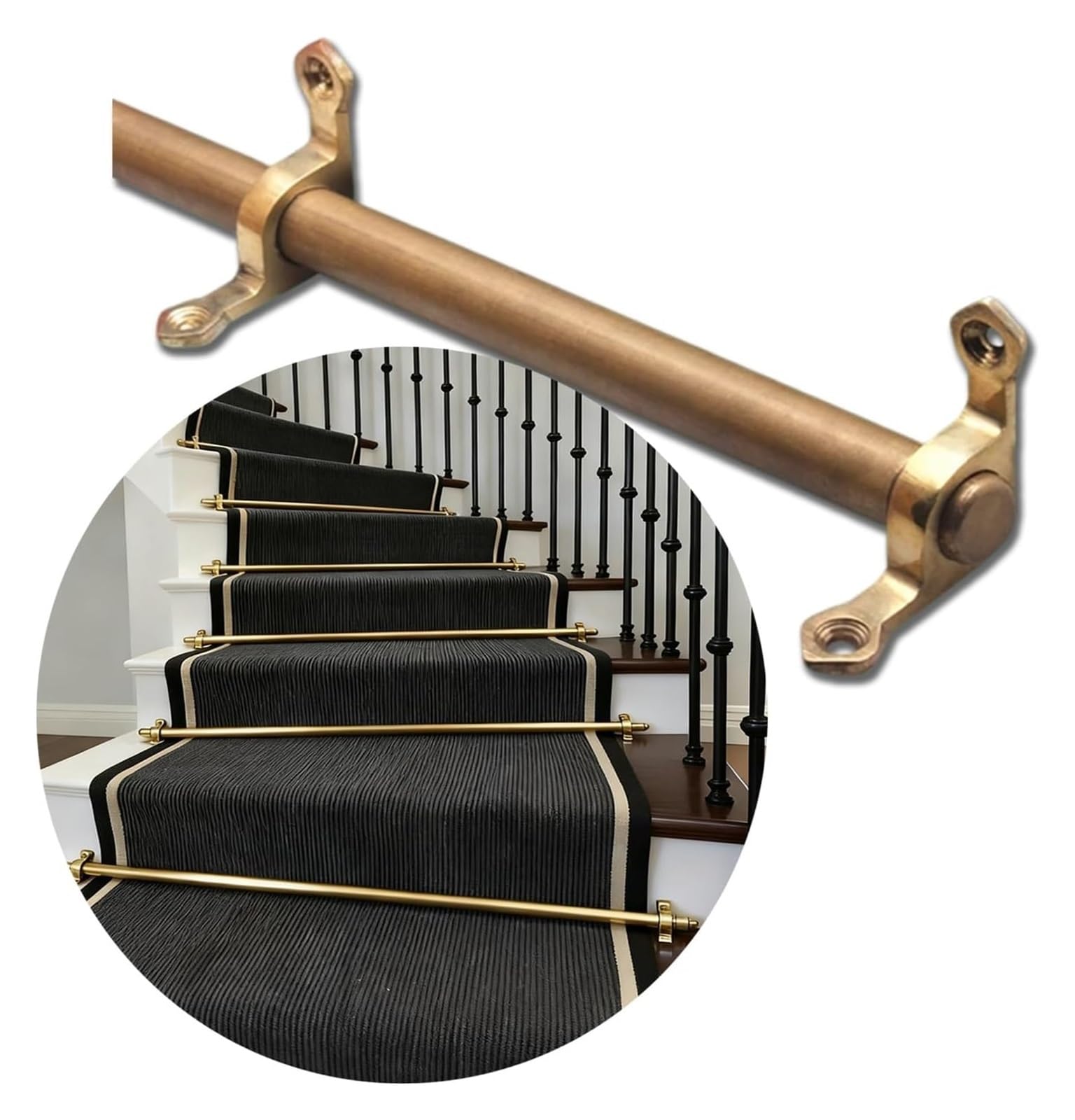 Tringles d'escalier en laiton barre de tapis de marche durable