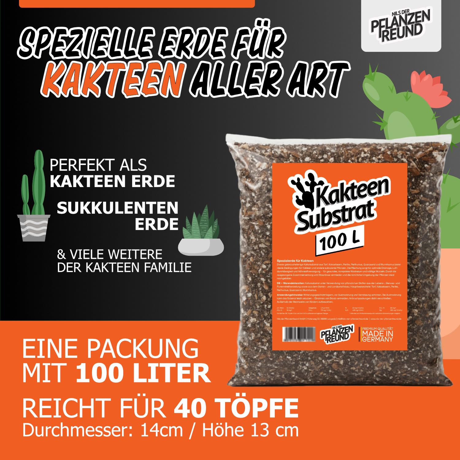 Tierra para Cactus y Suculentas (100 L) – Sustrato Mineral nutritivo con Drenaje óptimo para raíces sanas
