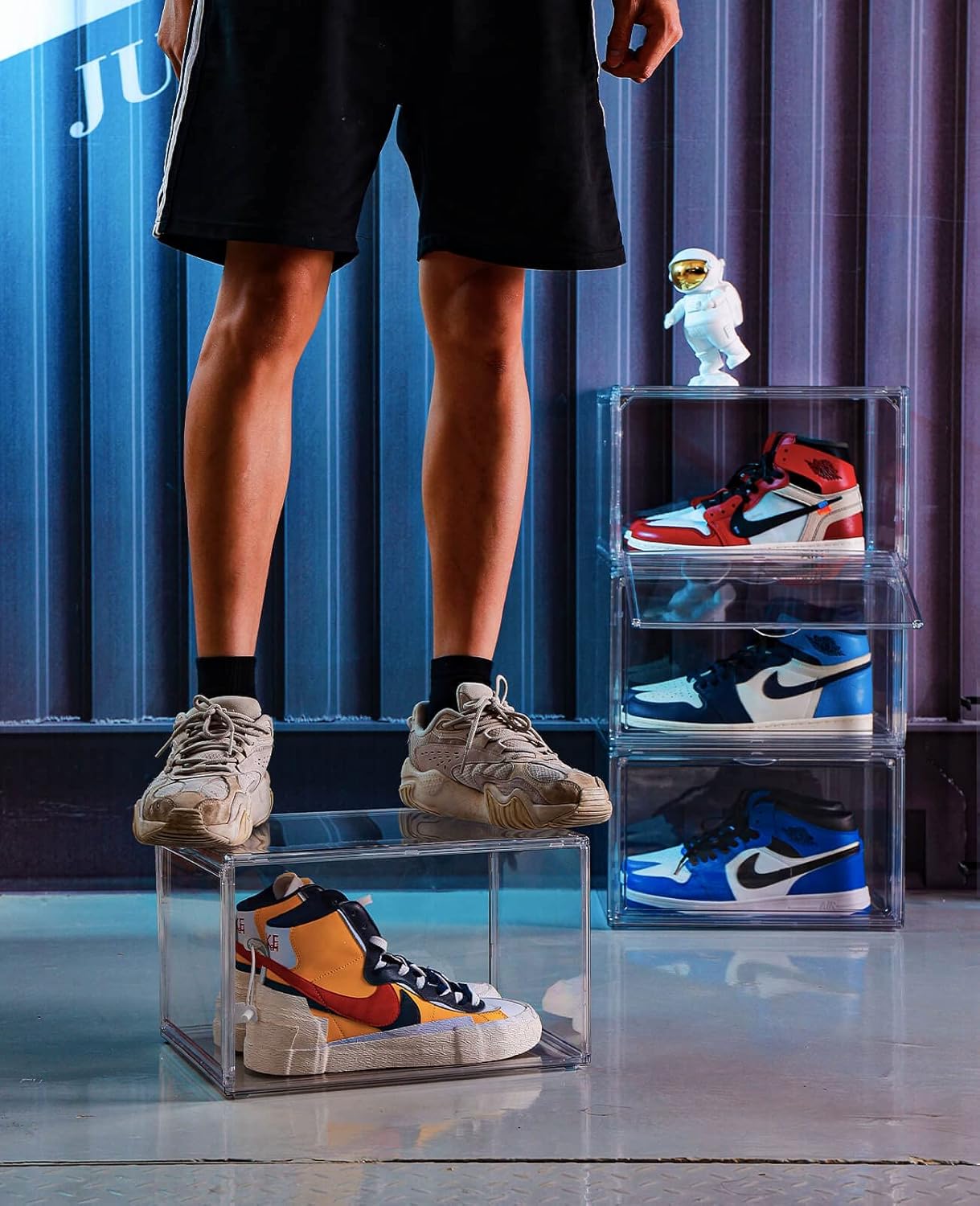 Clear Shoe Boxes Stackable, 3 Pack Side-opening Shoe Box with Magnetic Door, No Pattern At All, Shoe Storage for Sneakerheads, Block of UV Protect your Shoes : Home & Kitchen