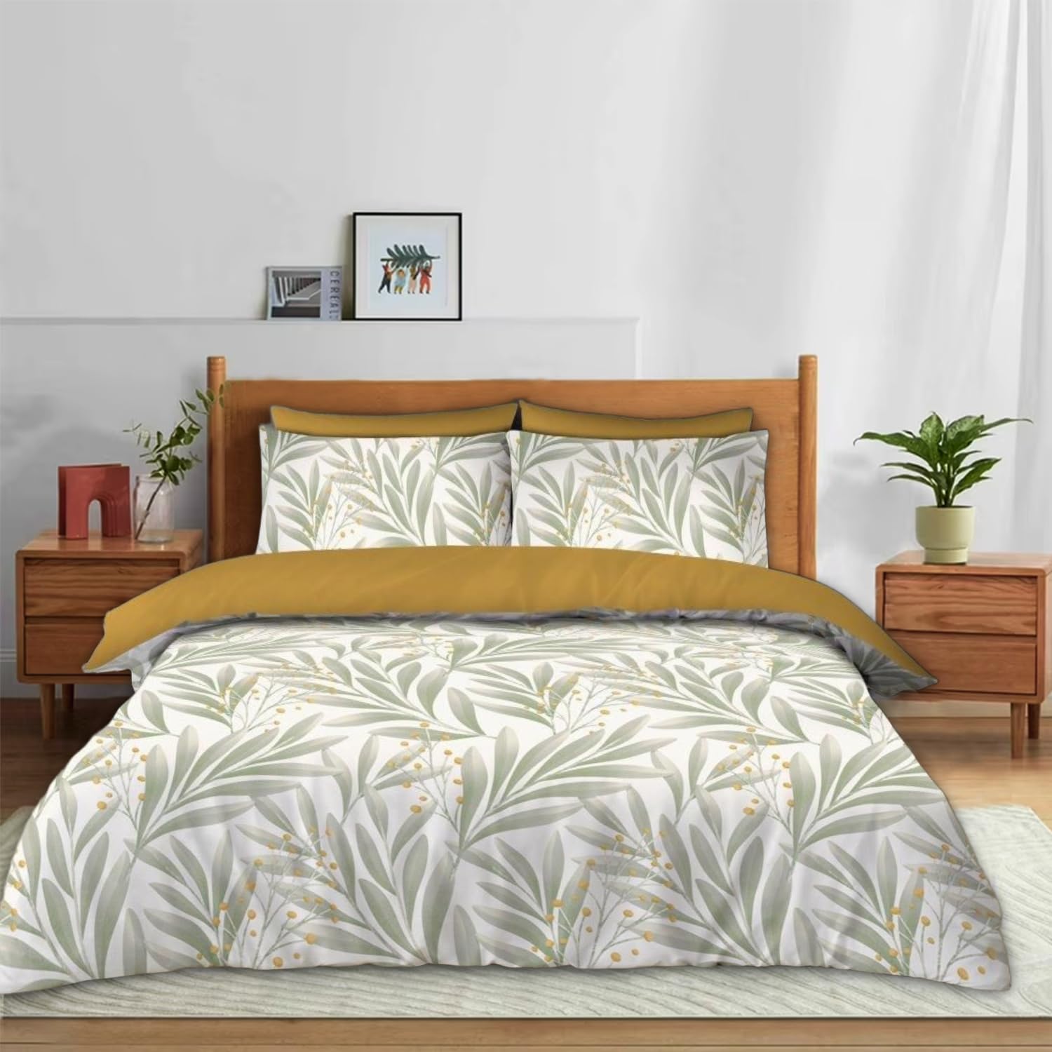 GC GAVENO CAVAILIA Microfiber Duvet Cover Set Kingsize - Easycare Tropical Leaf Bedding Sets With Pillowcases - Breathable Polyester Comforter Cover (220x230 cm) - Multi