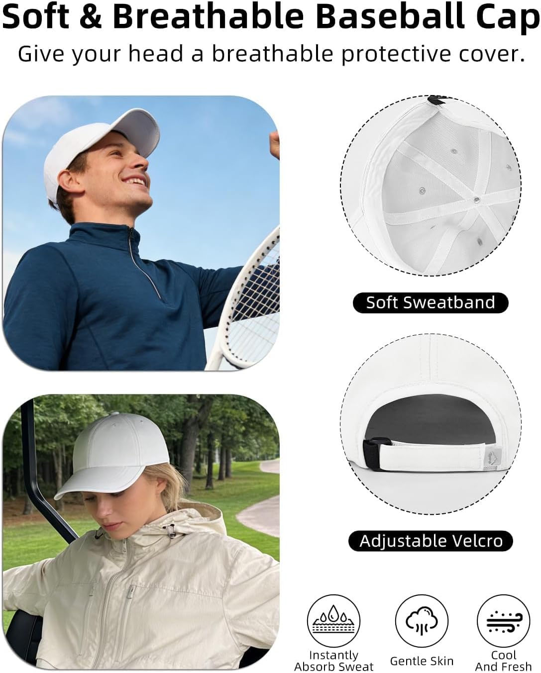 Men Women Baseball Cap, Classic Adjustable Plain Caps, Lightweight Unstructured Baseball Cap Soft Brim