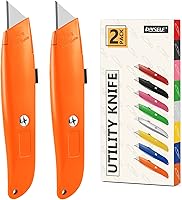 Vista 1 de DIYSELF Paquete de 2 cuchillos utilitarios, cortador retráctil, resistente (naranja)