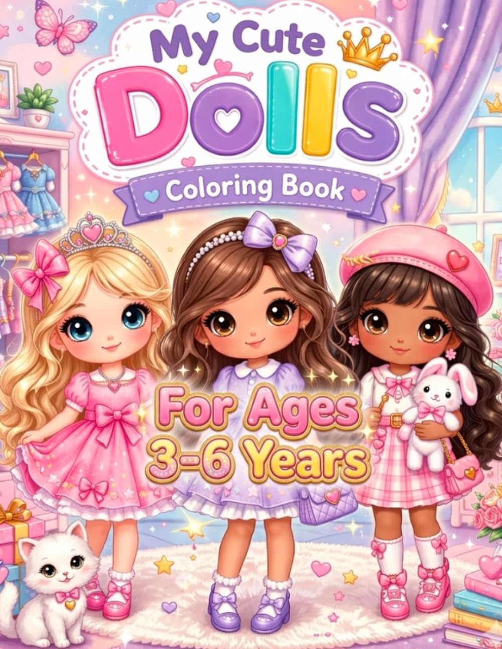 My Cute Dolls Coloring Book for Kids Ages 3–6