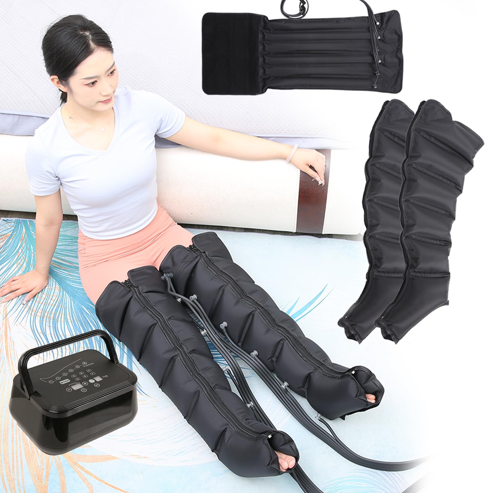 Massaggiatore corporeo a compressione d'aria a 6 cavità, stivali compressivi per gambe, massaggiatore per il rilassamento di vita, braccia e piedi, pressoterapia e drenaggio linfatico, per il ril