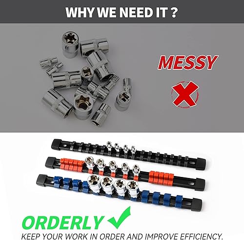 Miniatura 8 de ALOANES Organizador de enchufes ABS de 9 piezas, 38 pulgadas, soportes de riel de enchufe de unidad, estantes de enchufe resistentes, rieles negros