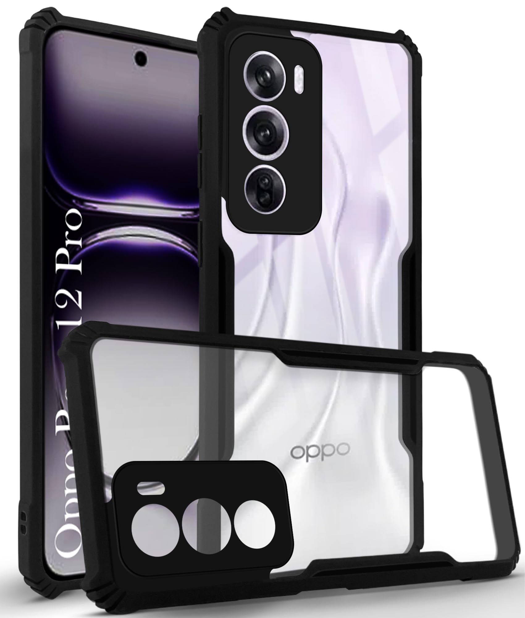 Jkobi Back Cover Case for Oppo Reno12 Pro 5G | Oppo Reno 12 Pro 5G (Shockproof with Polycarbonate Clear Panel | Professional Black) (B0D8T2Q91M) Amazon Price History, Amazon Price Tracker