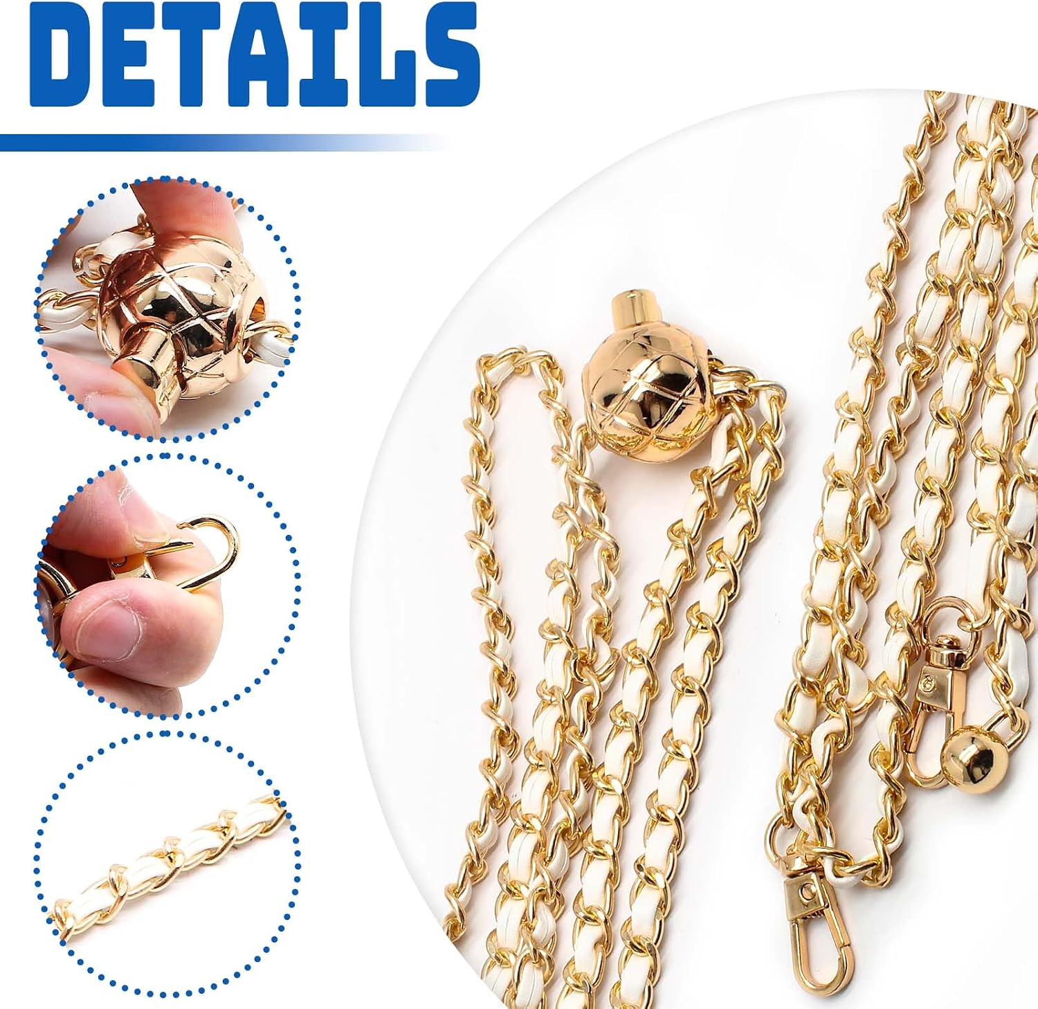 Luomorgo Thin Adjustable Chain Handles Strap, Gold Purse Strap Replacement