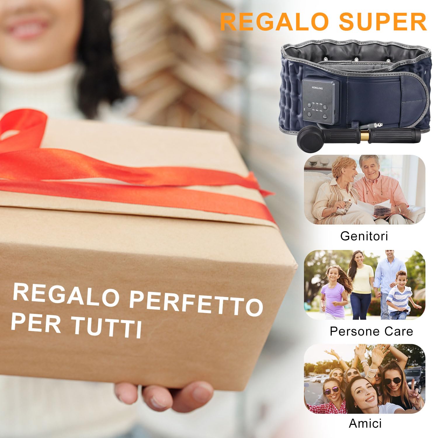 HONGJING Cintura gonfiabile di decompressione della schiena con riscaldamento e vibrazione per il sollievo immediato dal mal di schiena Cintura di supporto spinale con batteria ricaricabile