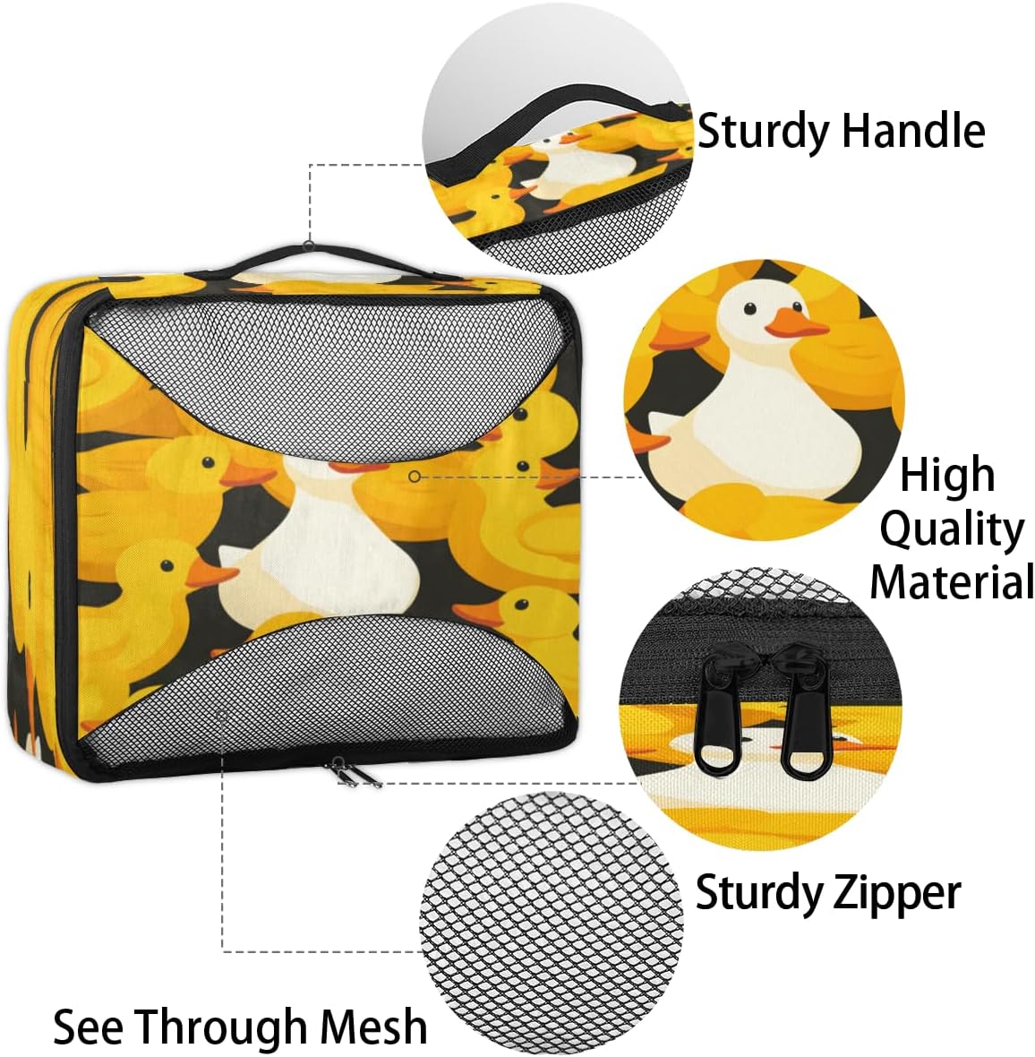 Duck Theme Pattern 4 Set Packing Cubes Packing Cubes for Women Lightweight Travel Essential Bag Clothes Carry on Suitcase Bags for Accessories Essentials