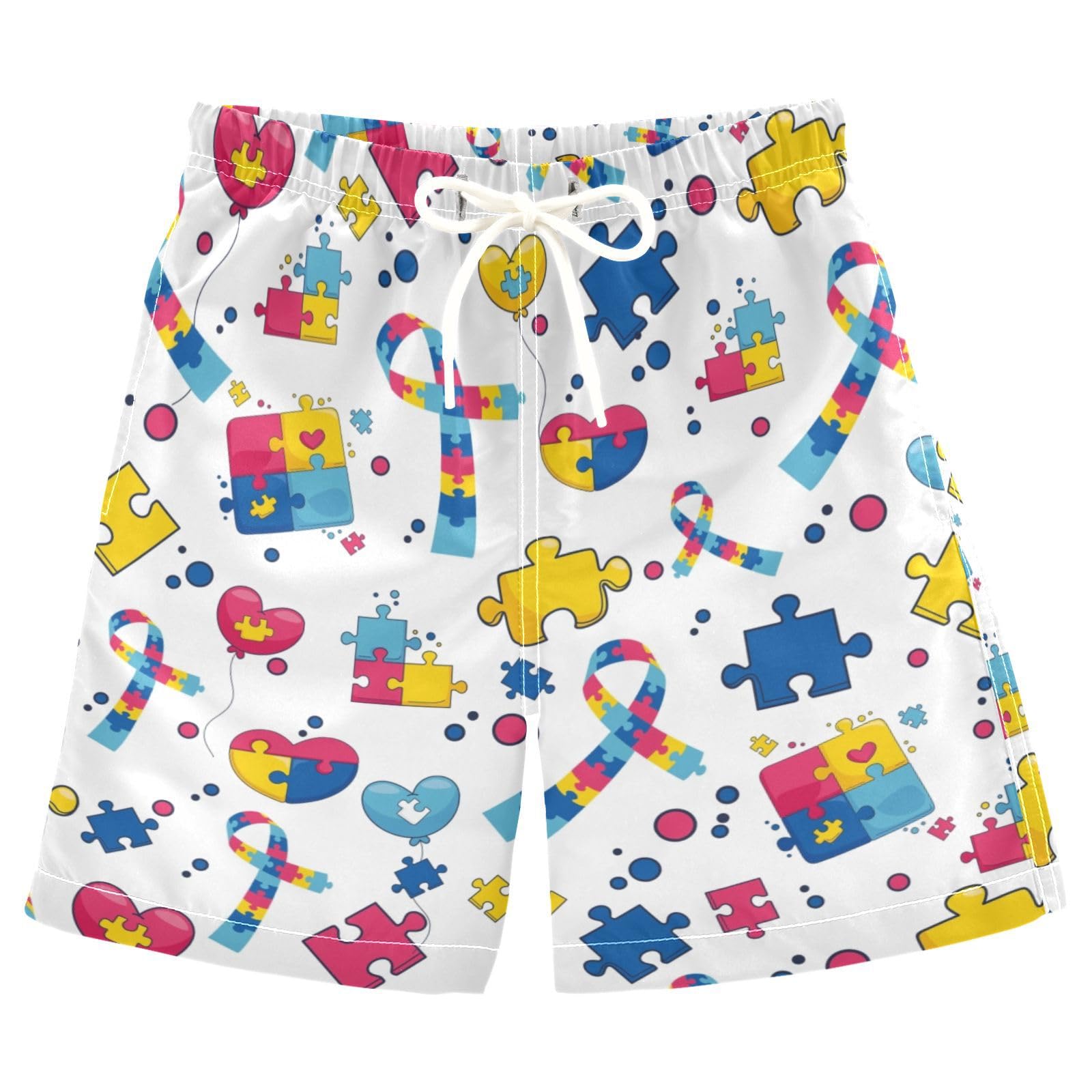 Autism Boys Swim Trunk Quick Dry Beach Board Shorts Swimsuit Bathing Suit with Pockets