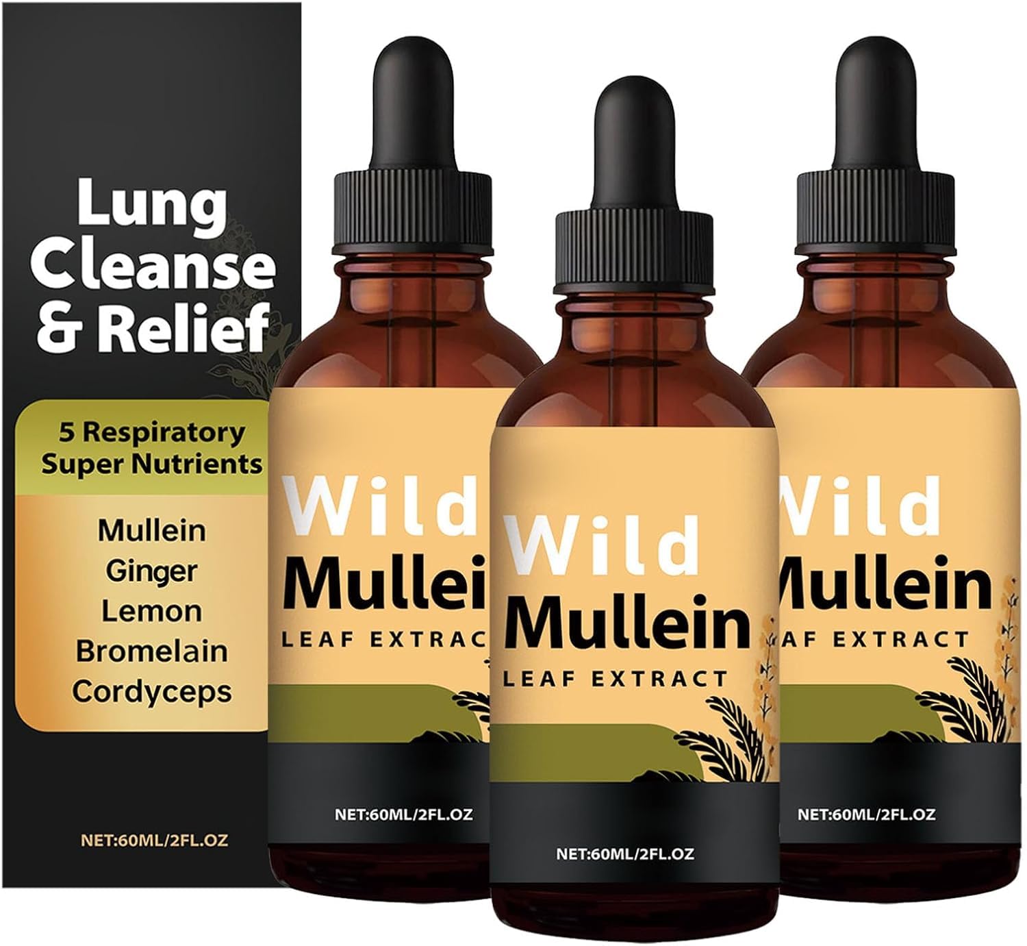 Gotas de extracto de hoja de gordolobo para limpieza pulmonar, gotas para limpieza y desintoxicación pulmonar, rápida absorción para hombres y mujeres