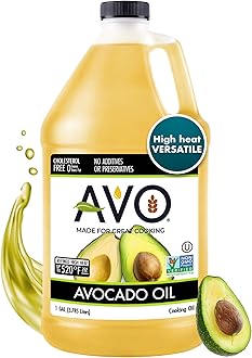 AVO Bulk Avocado Oil for Cooking 1 Gallon (128 fl oz), Non-GMO Certified, No Preservatives, High Smoke Point 500°F, Neutral Flavor, Gluten-Free, Plant-Based, OU Kosher