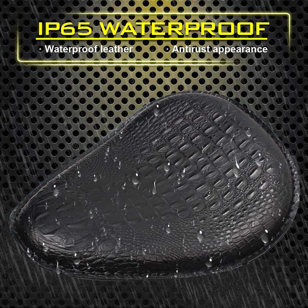 KATUR Universal Motorcycle Crocodile Leather Style Saddle Solo Seat Cushion Spring Compatible with Harley/Honda/Yamaha/Kawasaki Black