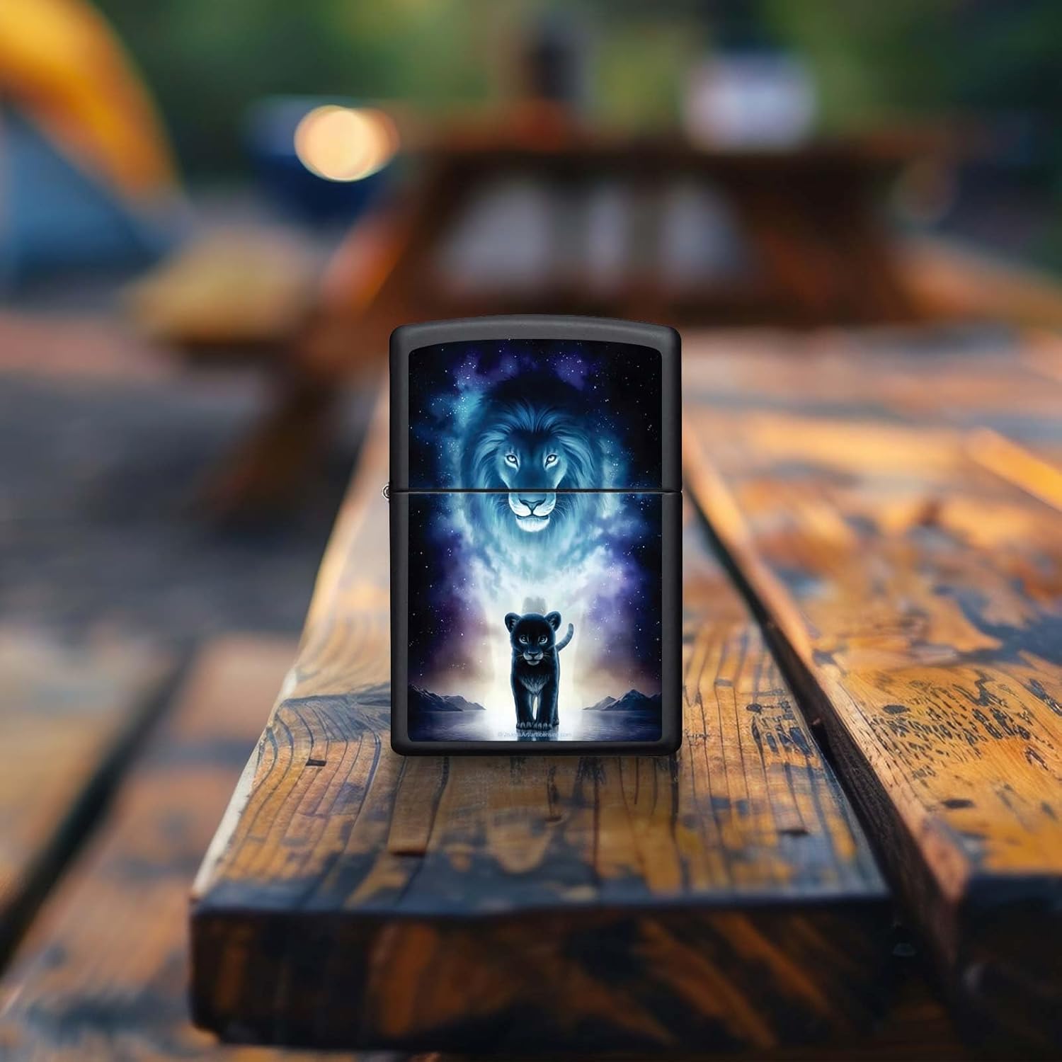 A King's Path Lion by JoJoe Black Matte Zippo Lighter