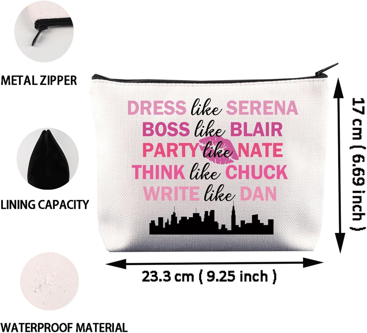 CENWA Funny TV Show Cosmetic Bag Serena Blair Fans Gift Gossip TV Show Gift (DRESS like B) - Image 2