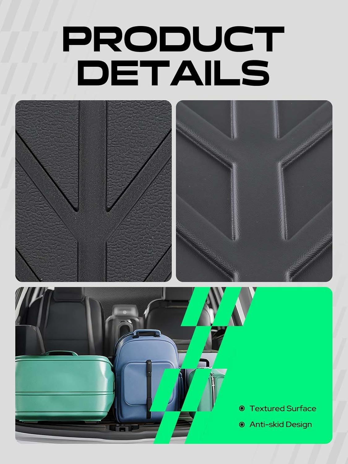 YHTAUTO Cargo Mat Compatible with Hyundai Palisade 2020-2025, TPE Floor Liners All-Weather Protection Custom Fit, Cargo Mat, Black