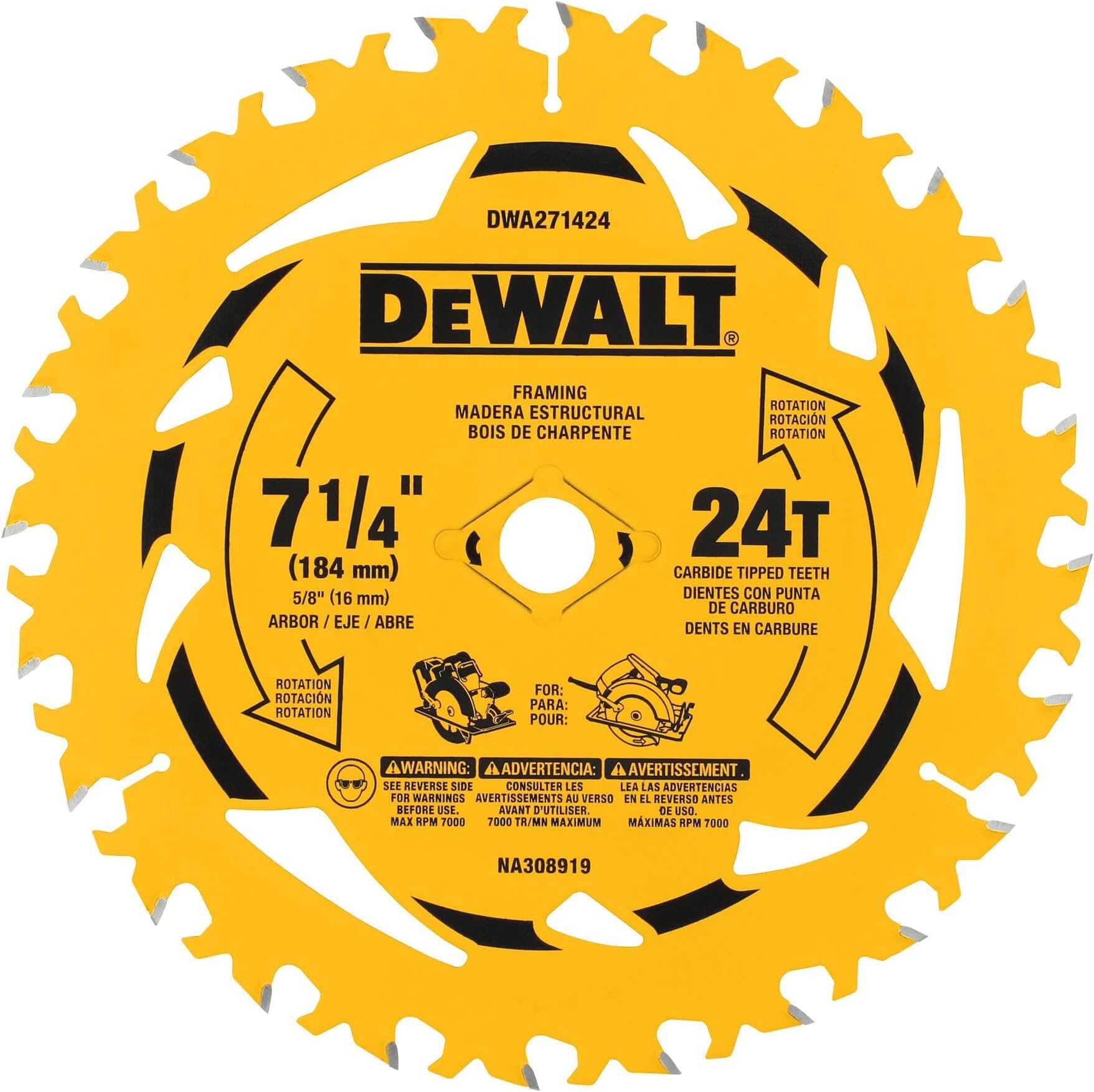 DEWALT 7-1/4 in. 24T Circular Saw Blade 2-Pack (DWA271424PK2)