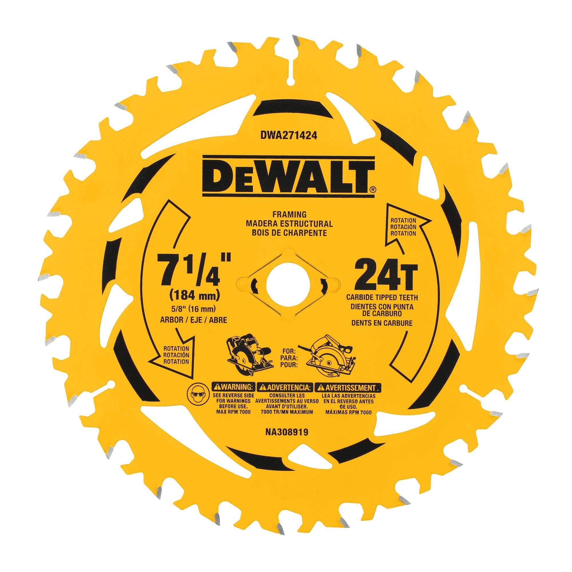 DEWALT 7-1/4 in. 24T Circular Saw Blade 2-Pack (DWA271424PK2)