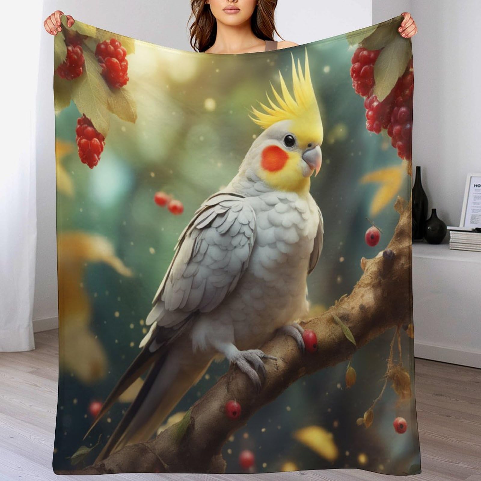 Manta de loro blanco en franela de felpa suave para sofá y cama 100x130 cm