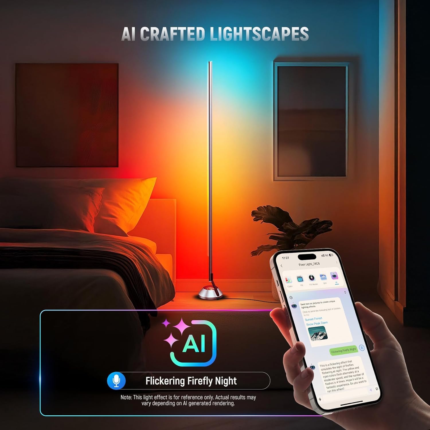 NEEWER Inteligentna lampa podłogowa RGBW, lampa narożna LED o mocy 1500 lm, kompatybilna z Alexą i Asystentem Google, sterowanie aplikacją/AI DIY/synchronizacja muzyki/16 milionów kolorów, NF01