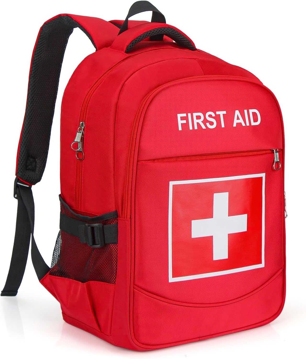 First Aid Backpack with Multi-Pocket, Emergency Medical Backpack, Large Capacity & Water-proof, Empty First Aid Bag for Home Office EMT Paramedics, Red