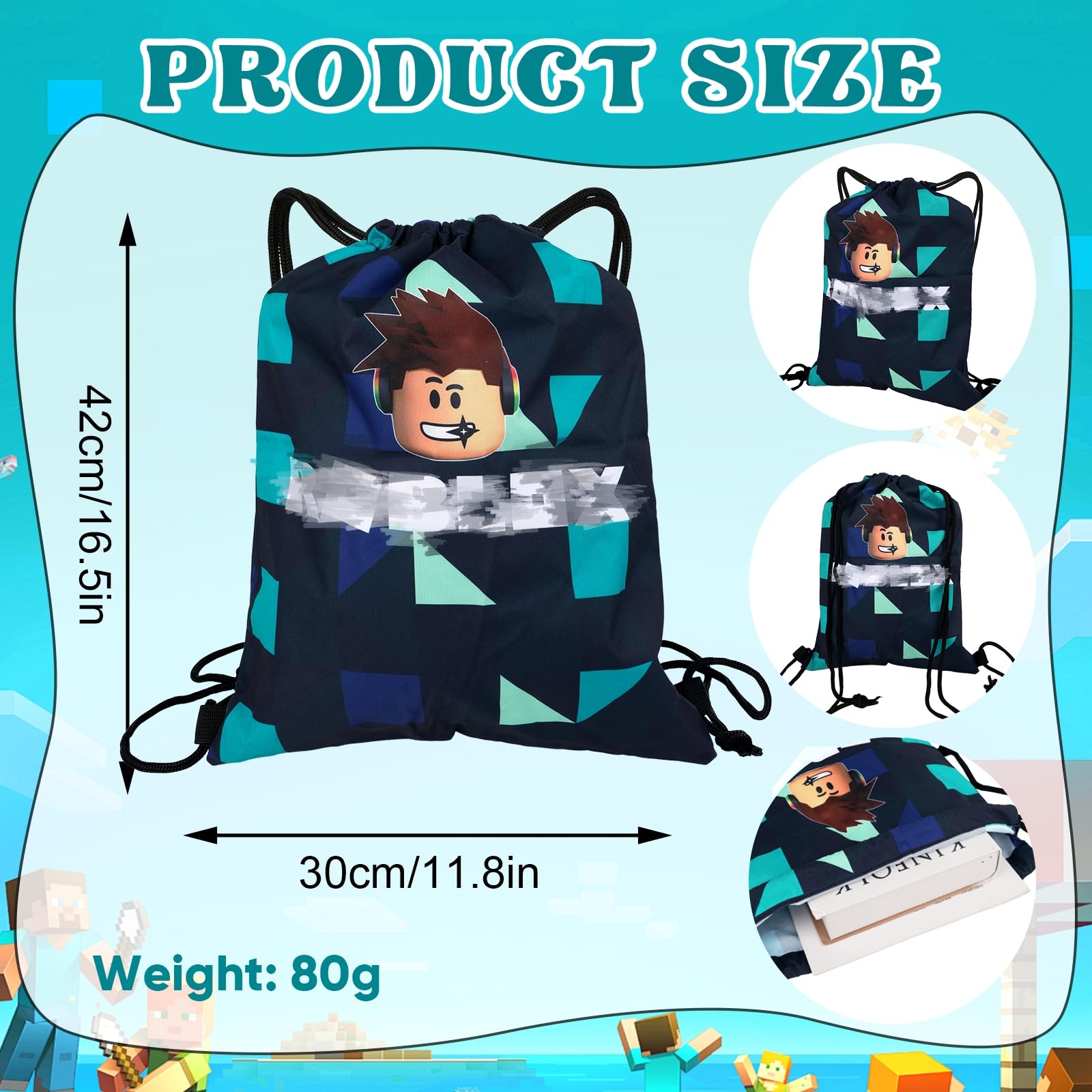 Gamer Drawstring Bags, Swimming Bags for Kids, Waterproof Gym Bag for Kids Adults Teenagers School Sports Travel — view 2